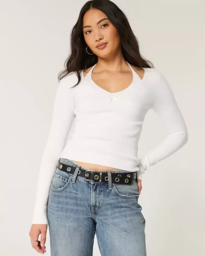 Maglione a maniche lunghe con laccetti Maglione a maniche lunghe con laccetti