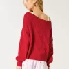 Maglione a spalle scoperte con motivo a cuore Maglione a spalle scoperte con motivo a cuore