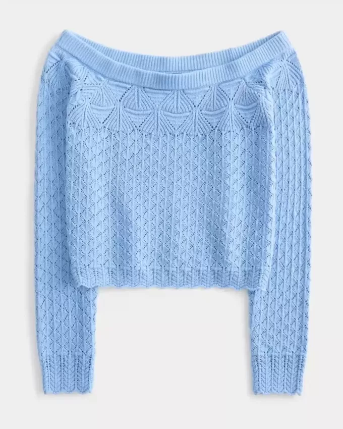 Maglione a spalle scoperte in stile uncinetto Maglione a spalle scoperte in stile uncinetto