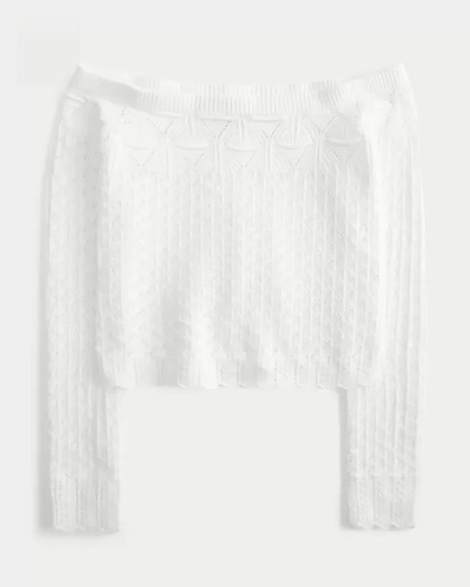 Maglione a spalle scoperte in stile uncinetto Maglione a spalle scoperte in stile uncinetto