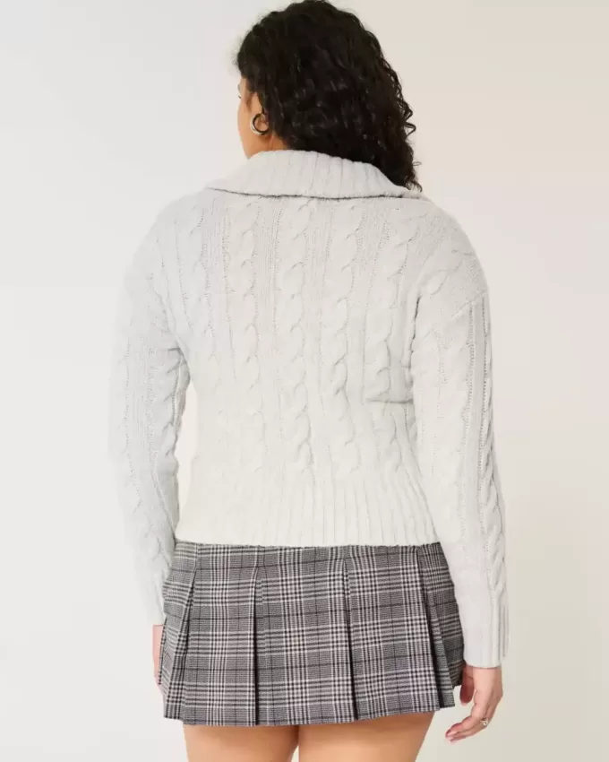 Maglione a trecce con cerniera Comfy Cloud di Hollister Maglione a trecce con cerniera Comfy Cloud di Hollister