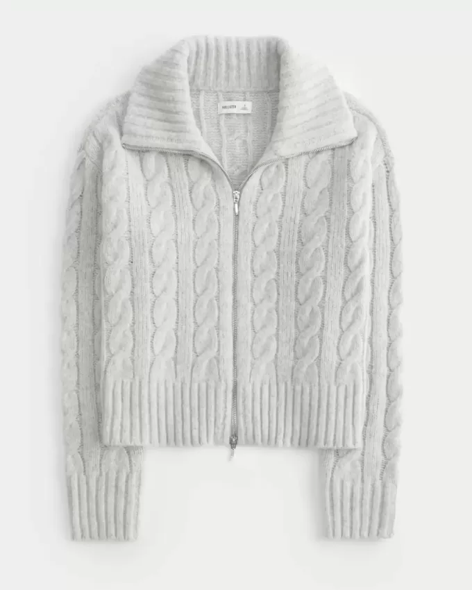 Maglione a trecce con cerniera Comfy Cloud di Hollister Maglione a trecce con cerniera Comfy Cloud di Hollister