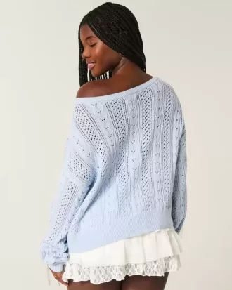 Maglione a trecce con maniche a fiocco