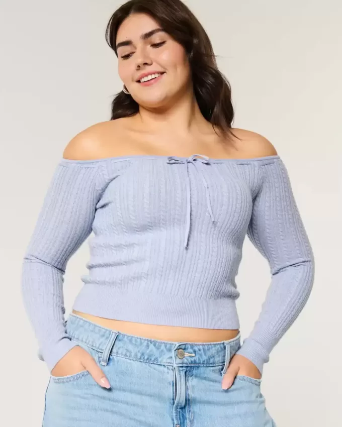Maglione a trecce con spalle scoperte Maglione a trecce con spalle scoperte