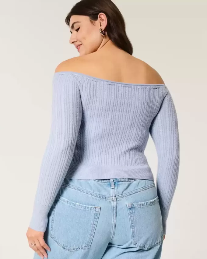 Maglione a trecce con spalle scoperte Maglione a trecce con spalle scoperte