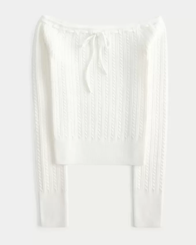Maglione a trecce con spalle scoperte