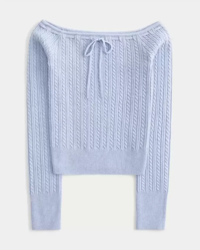 Maglione a trecce con spalle scoperte Maglione a trecce con spalle scoperte