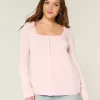 Maglione babydoll a maniche lunghe e scollo quadrato