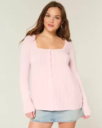 Maglione babydoll a maniche lunghe e scollo quadrato