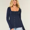 Maglione babydoll a maniche lunghe e scollo quadrato