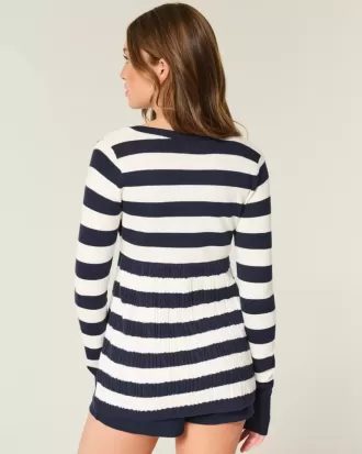 Maglione babydoll a maniche lunghe e scollo quadrato
