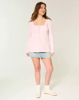 Maglione babydoll a maniche lunghe e scollo quadrato