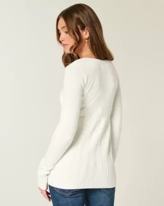 Maglione babydoll a maniche lunghe e scollo quadrato