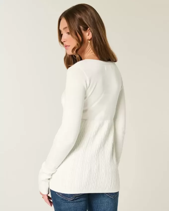 Maglione babydoll a maniche lunghe e scollo quadrato Maglione babydoll a maniche lunghe e scollo quadrato