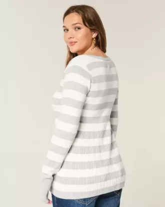 Maglione babydoll a maniche lunghe e scollo quadrato