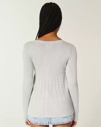 Maglione babydoll a maniche lunghe e scollo quadrato