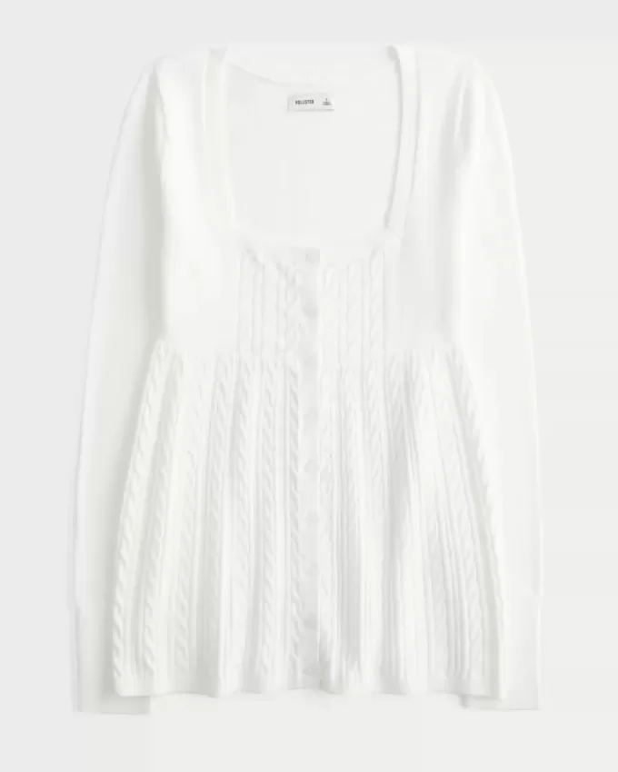 Maglione babydoll a maniche lunghe e scollo quadrato Maglione babydoll a maniche lunghe e scollo quadrato