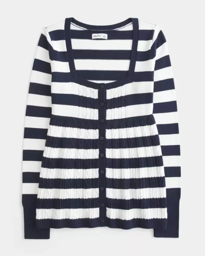 Maglione babydoll a maniche lunghe e scollo quadrato Maglione babydoll a maniche lunghe e scollo quadrato