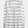 Maglione babydoll a maniche lunghe e scollo quadrato