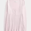 Maglione babydoll a maniche lunghe e scollo quadrato
