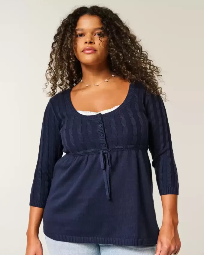 Maglione babydoll a trecce Maglione babydoll a trecce
