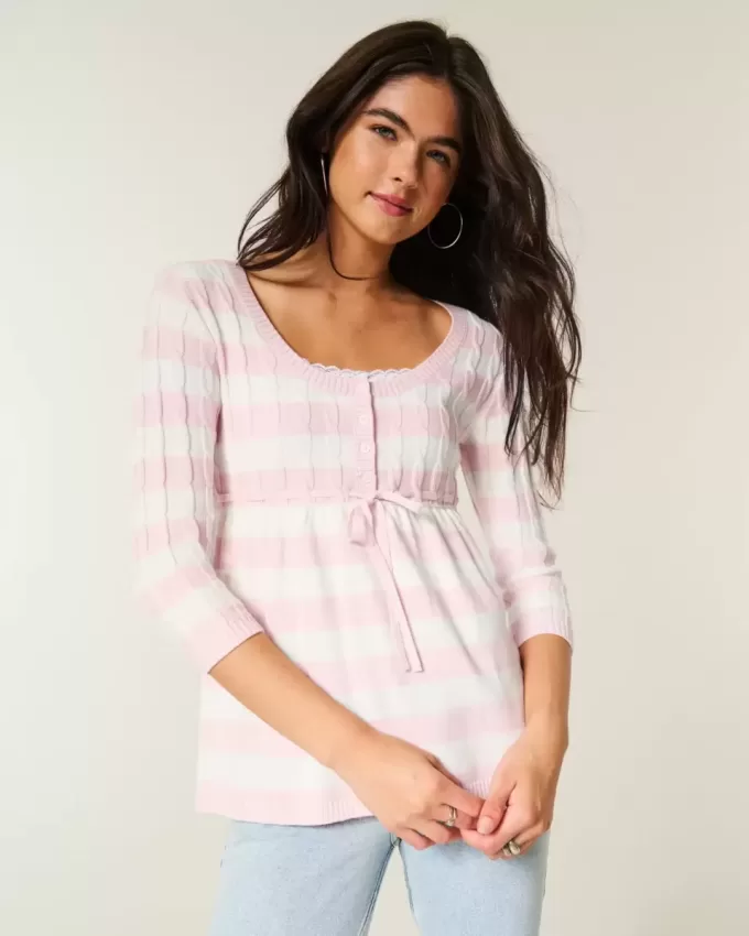 Maglione babydoll a trecce