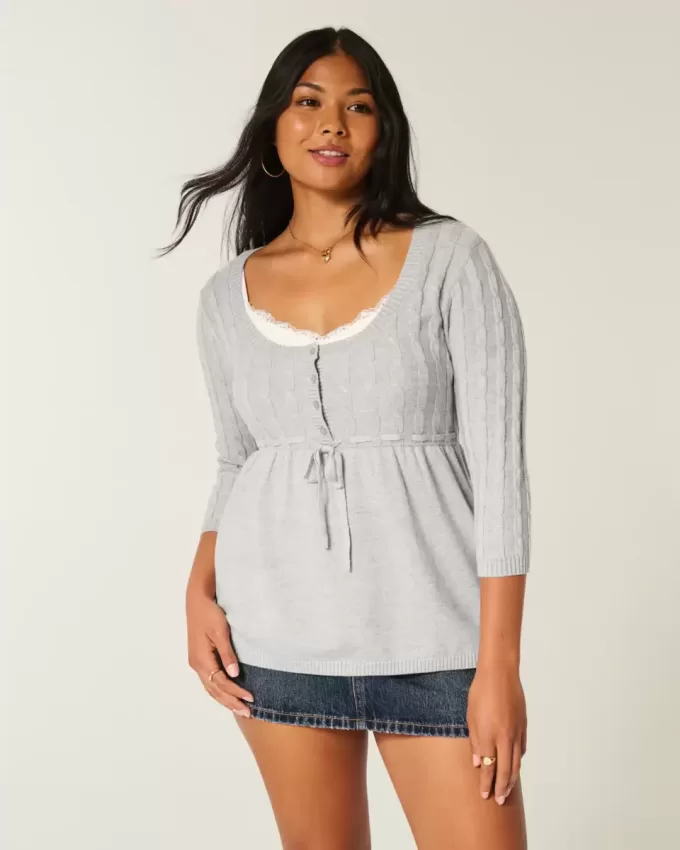 Maglione babydoll a trecce