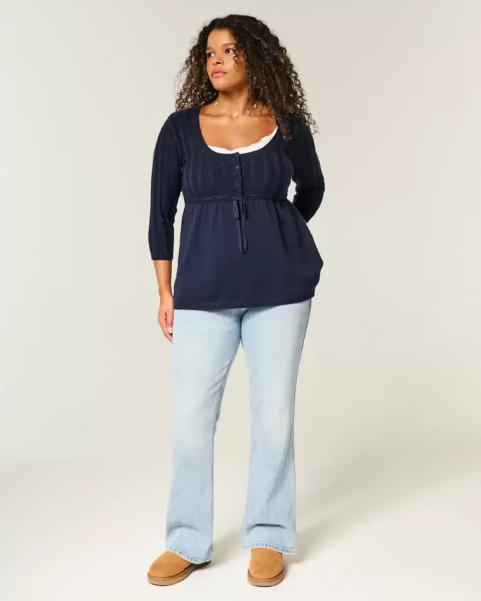 Maglione babydoll a trecce Maglione babydoll a trecce