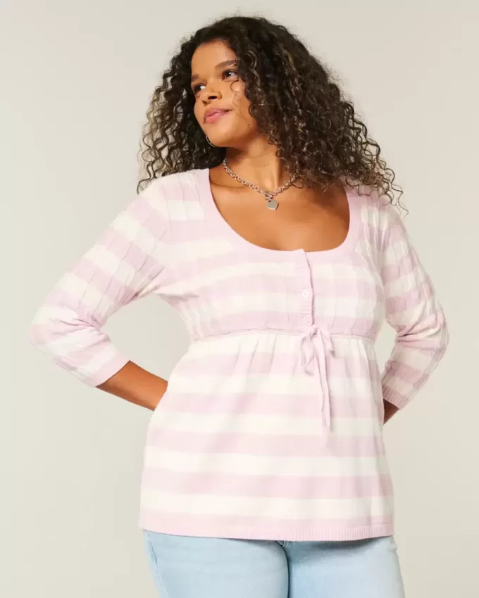 Maglione babydoll a trecce