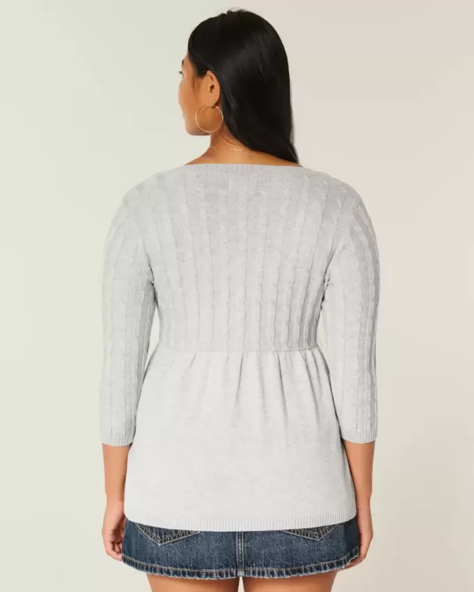 Maglione babydoll a trecce
