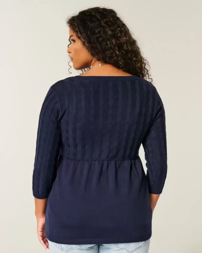Maglione babydoll a trecce Maglione babydoll a trecce