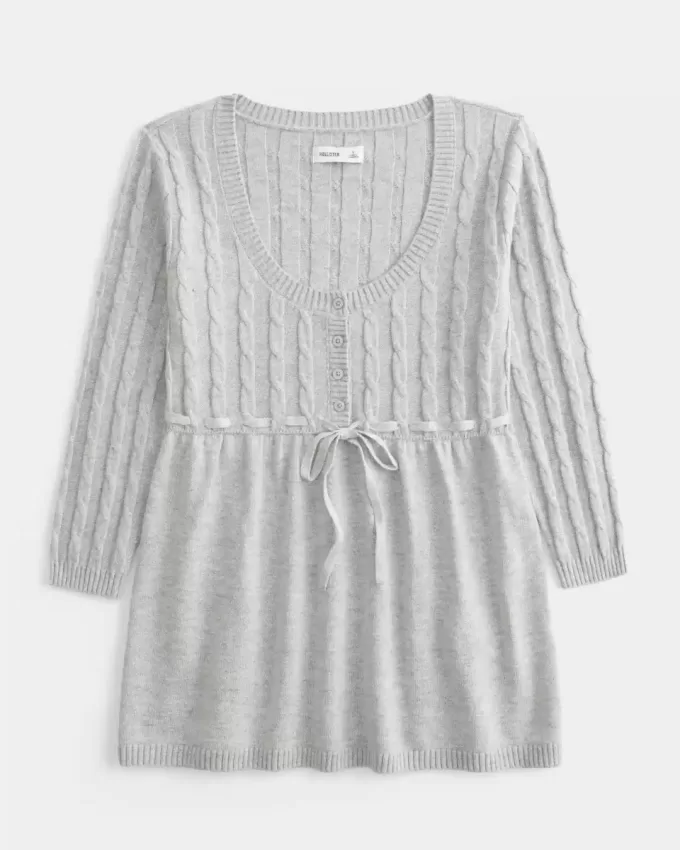 Maglione babydoll a trecce
