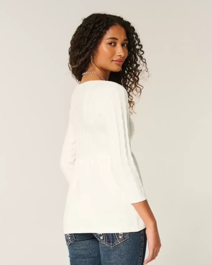 Maglione babydoll a trecce