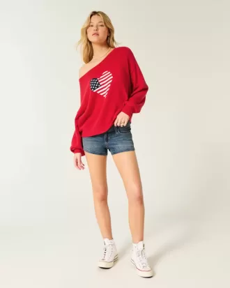 Maglione con bandiera a cuore e spalle scoperte
