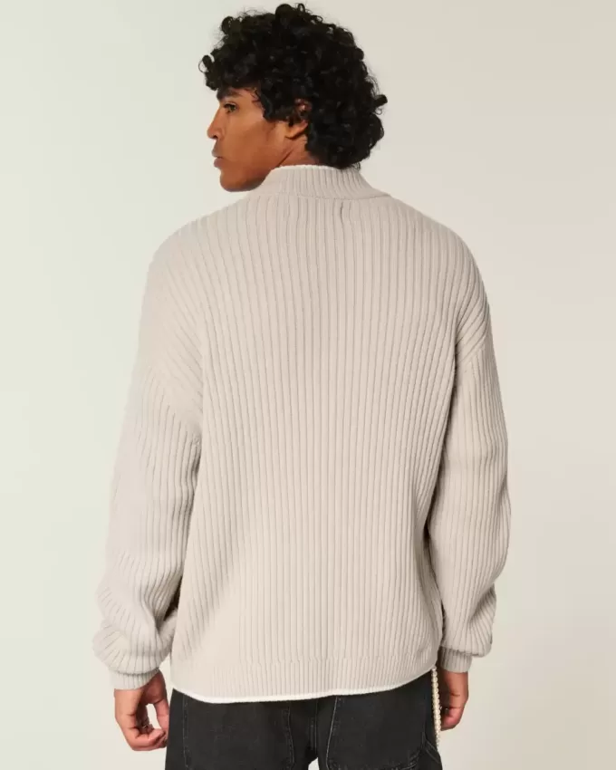 Maglione con cerniera e grafica numerica rilassata