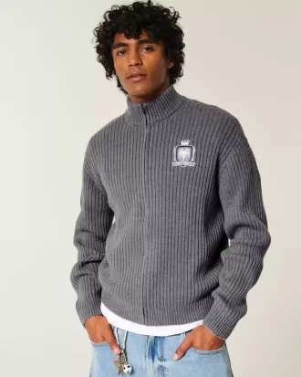 Maglione con cerniera grafica rilassata