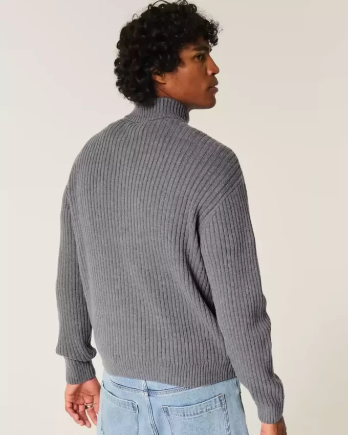 Maglione con cerniera grafica rilassata