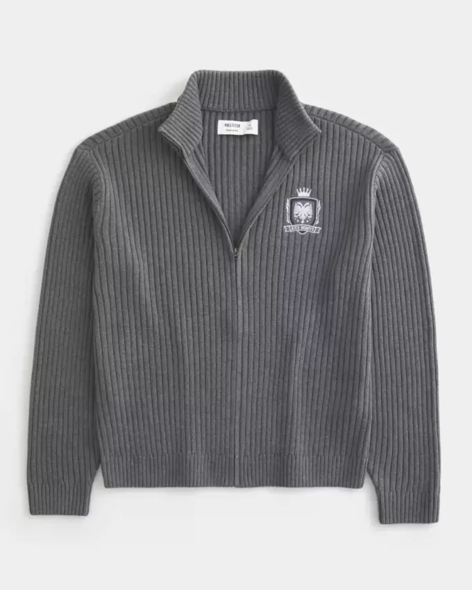 Maglione con cerniera grafica rilassata