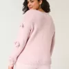Maglione con fiocco applicato a spalle scoperte Maglione con fiocco applicato a spalle scoperte
