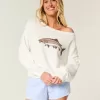 Maglione con grafica a forma di pesce e spalle scoperte Maglione con grafica a forma di pesce e spalle scoperte