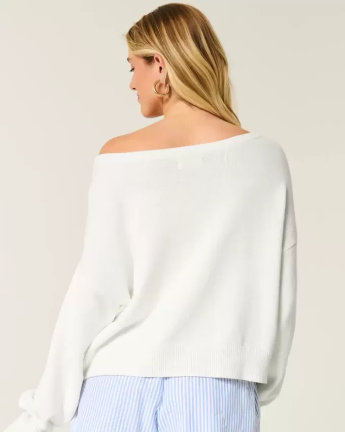 Maglione con grafica a forma di pesce e spalle scoperte Maglione con grafica a forma di pesce e spalle scoperte