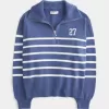 Maglione con mezza zip e grafica con numeri oversize