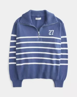 Maglione con mezza zip e grafica con numeri oversize