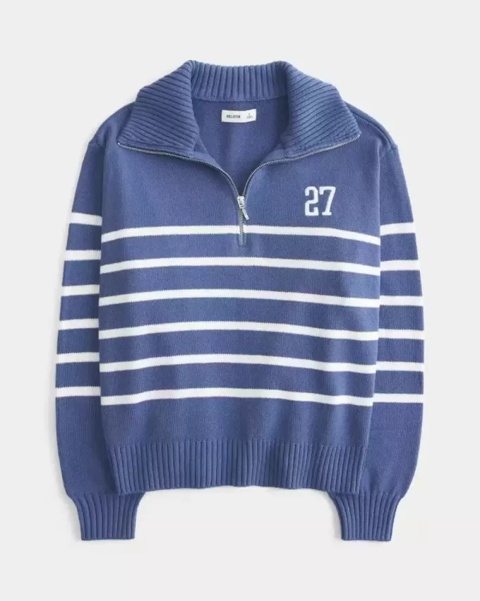 Maglione con mezza zip e grafica con numeri oversize