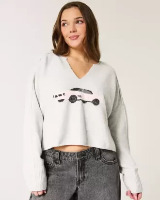 Maglione con scollo a V e grafica Hollister Comfy Cloud