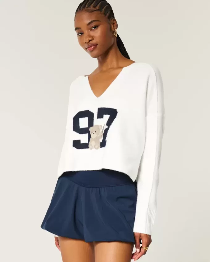 Maglione con scollo a V e grafica Hollister Comfy Cloud