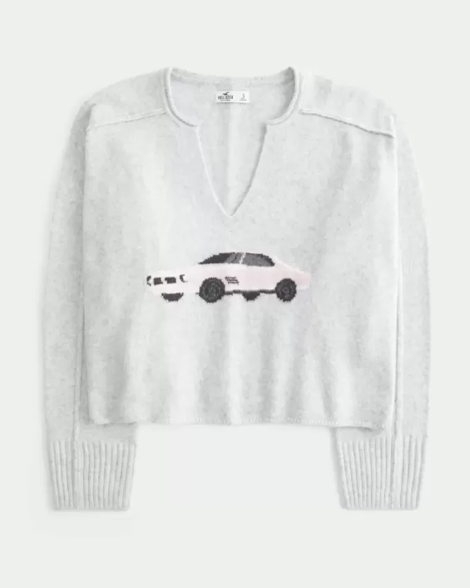 Maglione con scollo a V e grafica Hollister Comfy Cloud Maglione con scollo a V e grafica Hollister Comfy Cloud