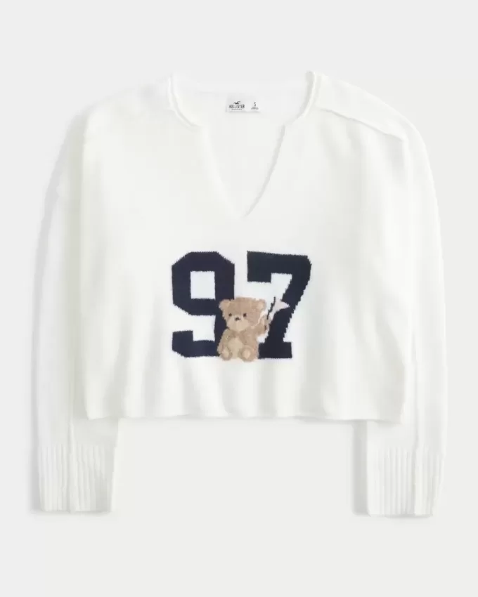 Maglione con scollo a V e grafica Hollister Comfy Cloud