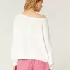 Maglione con spalle scoperte e grafica a cuore facile Maglione con spalle scoperte e grafica a cuore facile