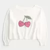 Maglione con spalle scoperte e grafica a cuore facile Maglione con spalle scoperte e grafica a cuore facile